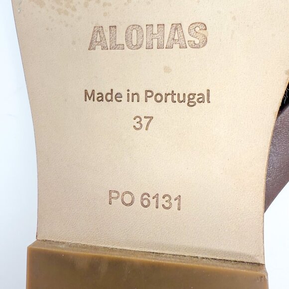 Alohas Eugene Sandals Women’s EU 37 US 7 Brown Leather Strappy Thong Flat - Picture 12 of 12